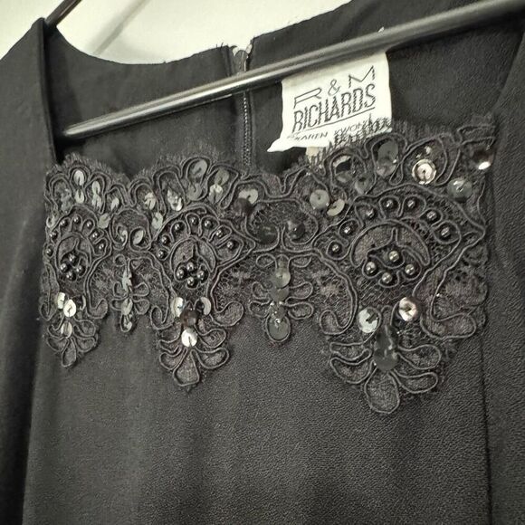 R&M Richards Vintage Mini Cocktail Little Black Dress Sequin Embellished Necklin - Picture 6 of 6